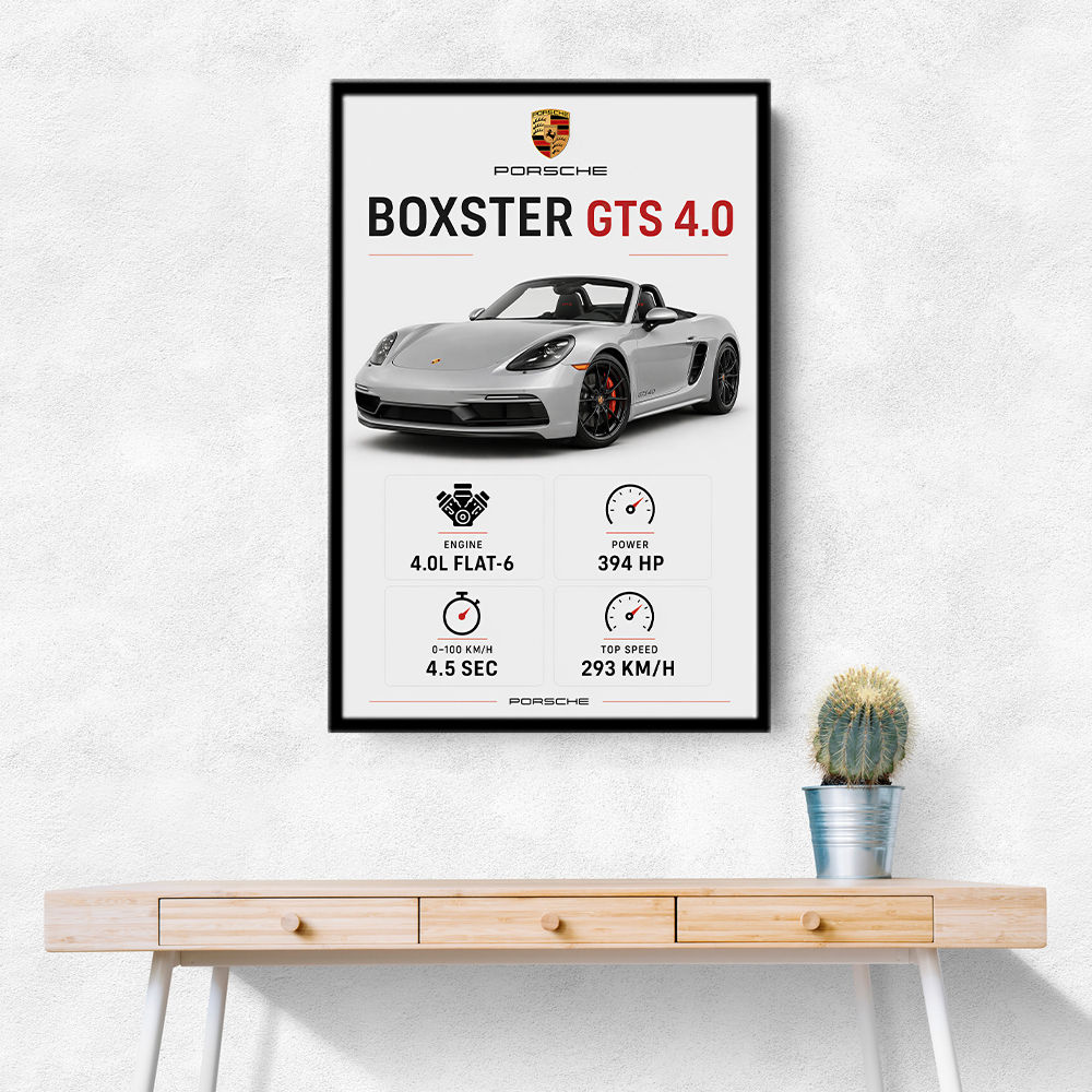 Porsche Boxster GTS 4 Silver Car Wall Art