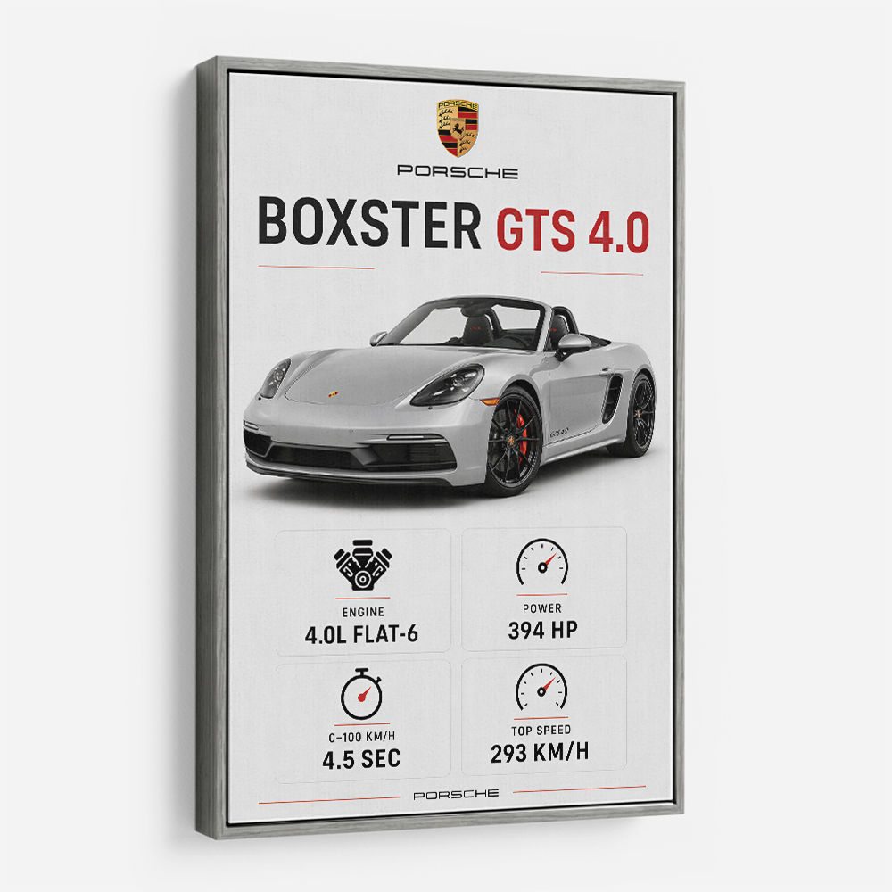 Porsche Boxster GTS 4 Silver Car Wall Art