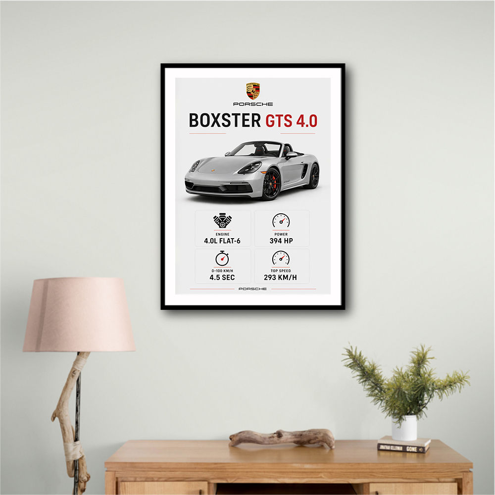 Porsche Boxster GTS 4 Silver Car Wall Art