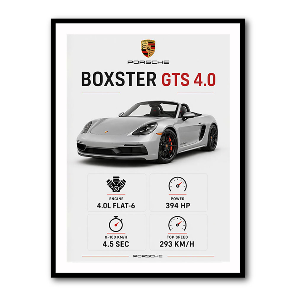 Porsche Boxster GTS 4 Silver Car Wall Art