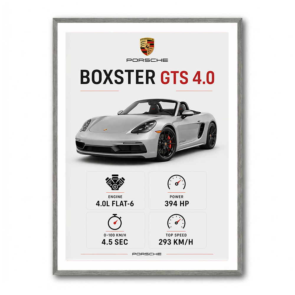 Porsche Boxster GTS 4 Silver Car Wall Art