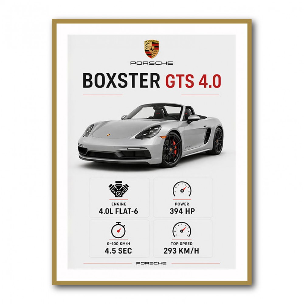 Porsche Boxster GTS 4 Silver Car Wall Art