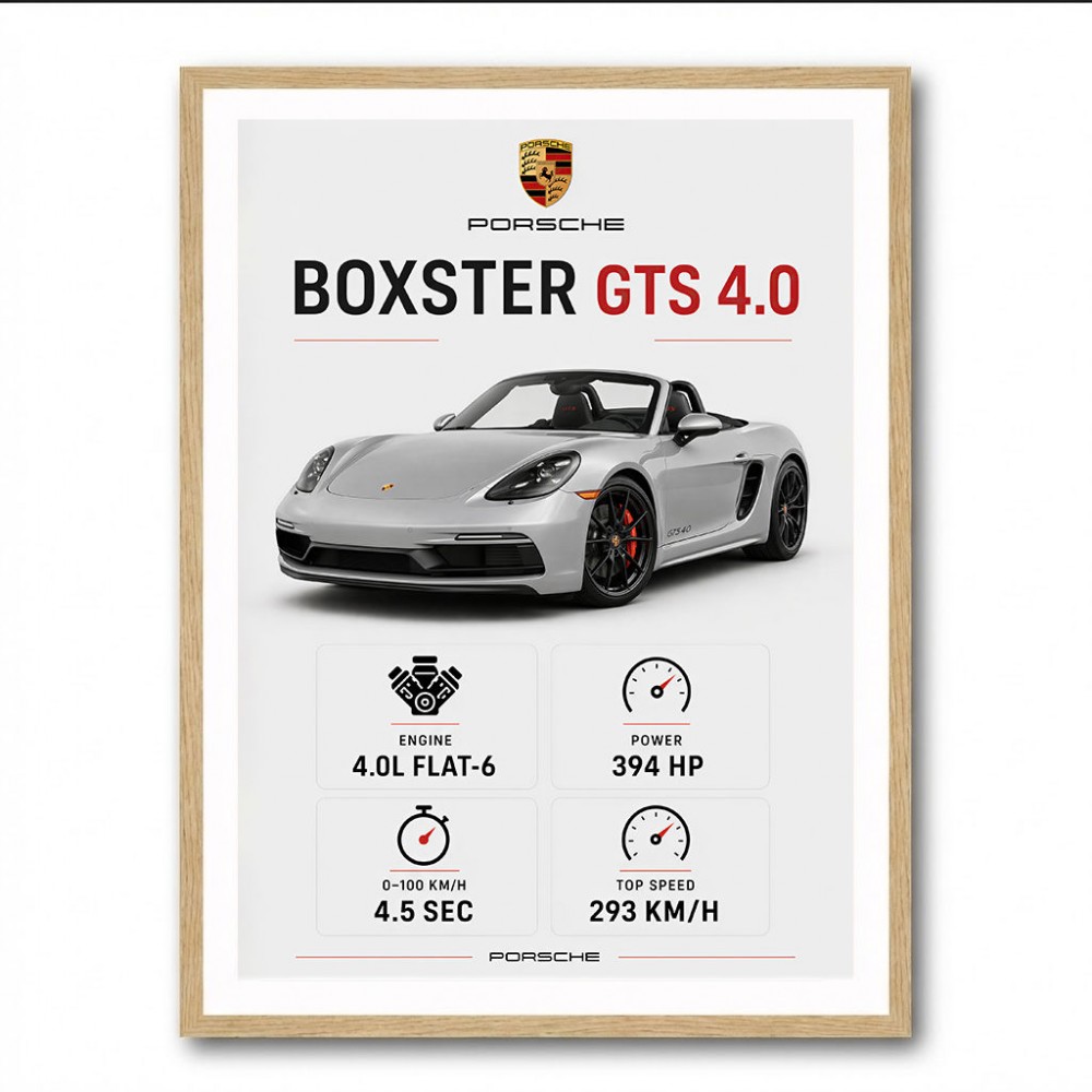 Porsche Boxster GTS 4 Silver Car Wall Art