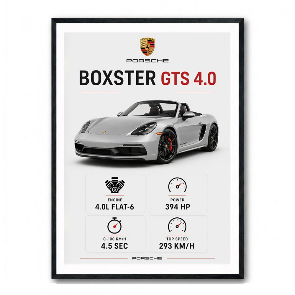 Porsche Boxster GTS 4 Silver Car Wall Art