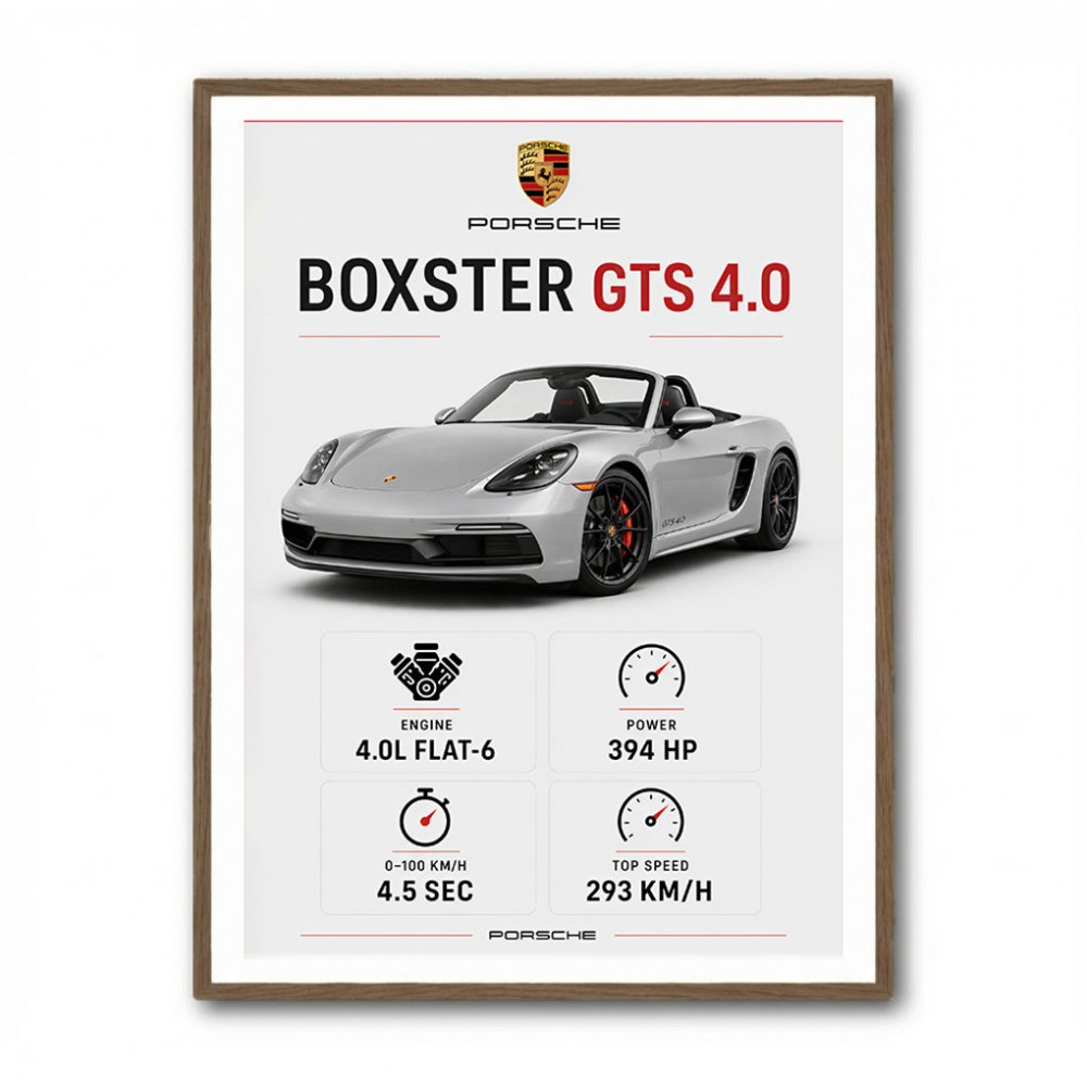 Porsche Boxster GTS 4 Silver Car Wall Art