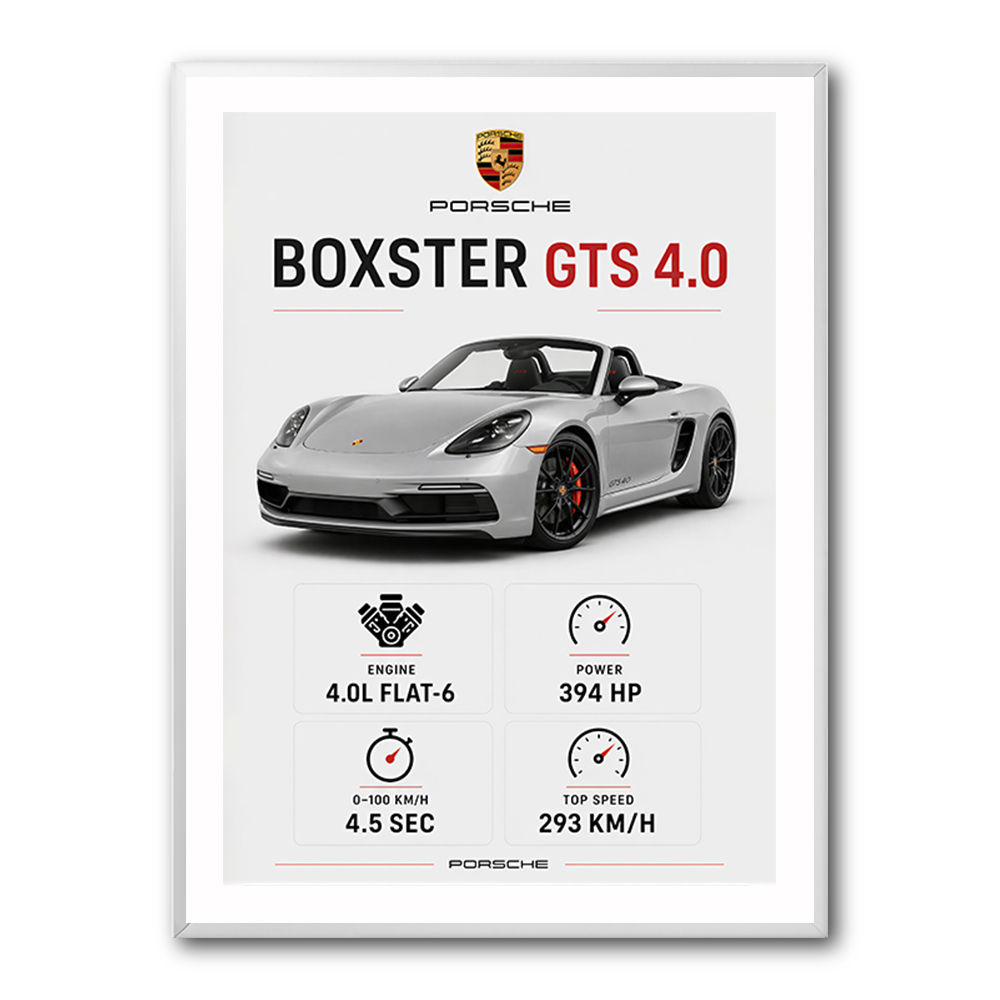 Porsche Boxster GTS 4 Silver Car Wall Art