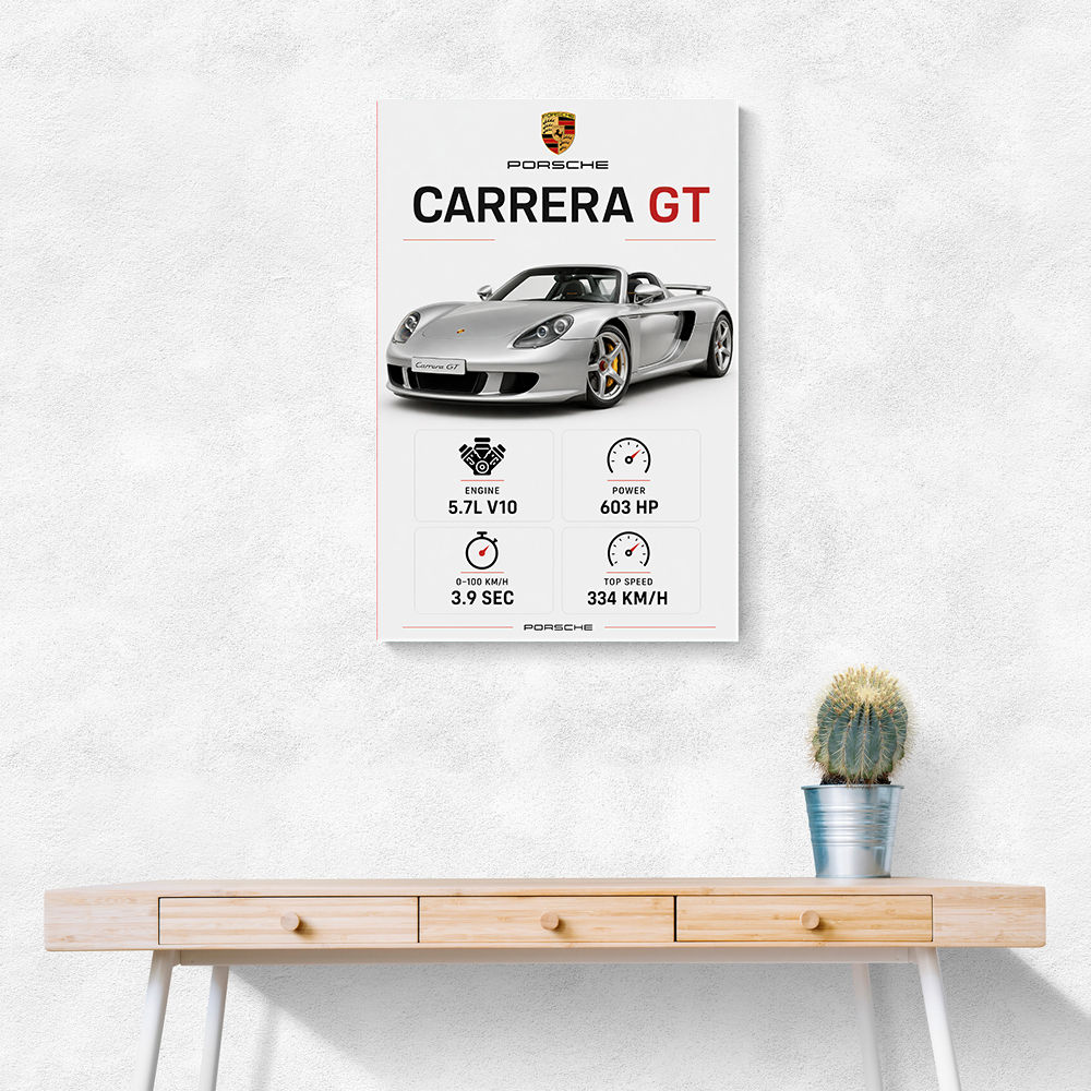 Porsche Carrera GT Silver Specs Art Print