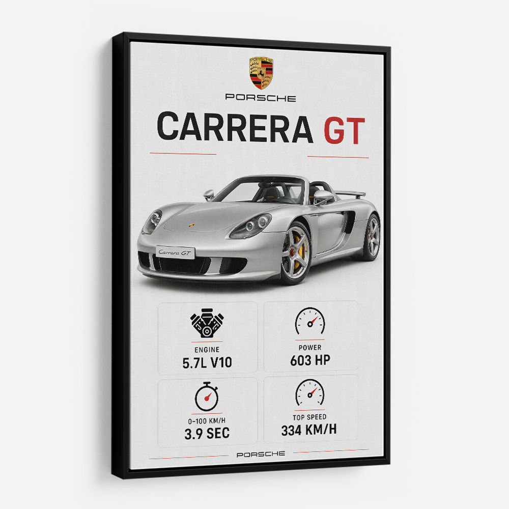 Porsche Carrera GT Silver Specs Art Print