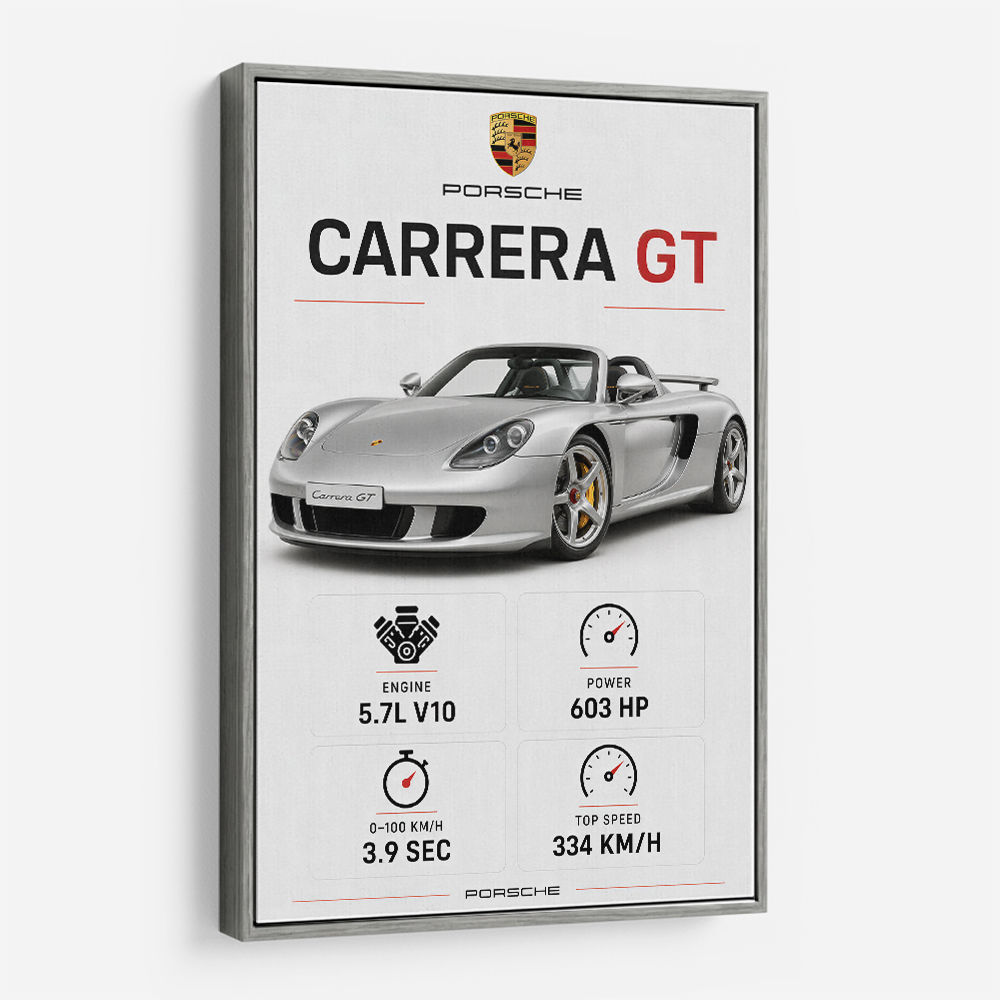 Porsche Carrera GT Silver Specs Art Print