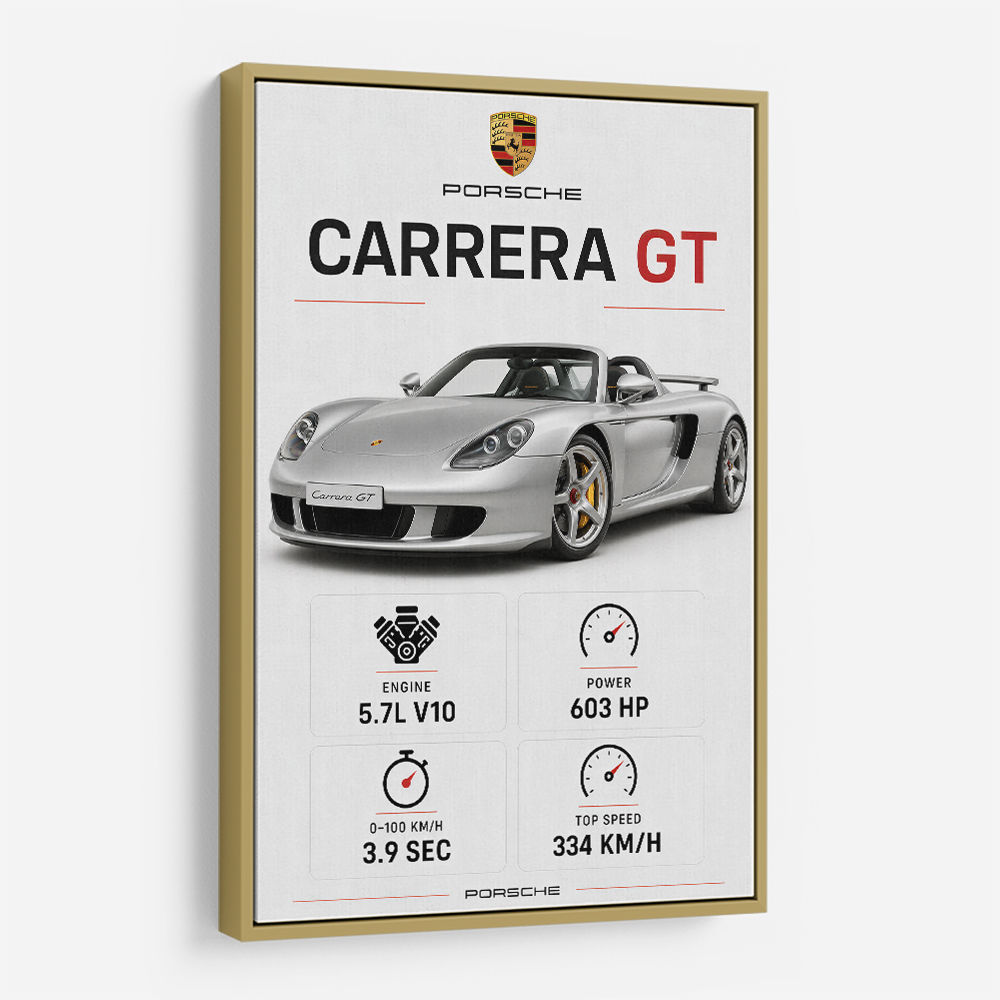 Porsche Carrera GT Silver Specs Art Print