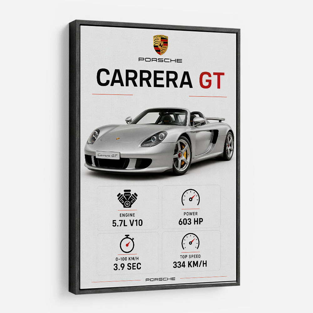 Porsche Carrera GT Silver Specs Art Print