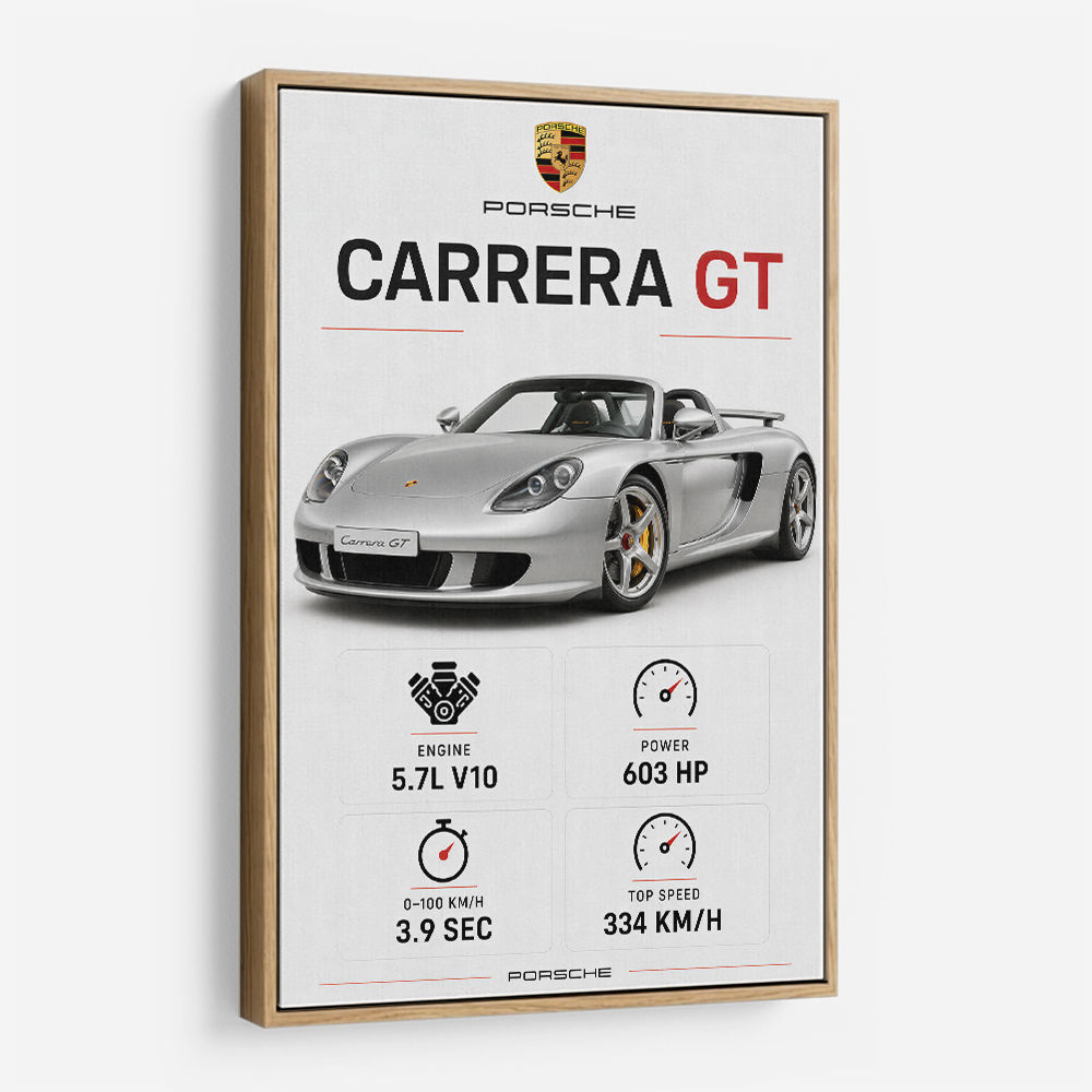 Porsche Carrera GT Silver Specs Art Print