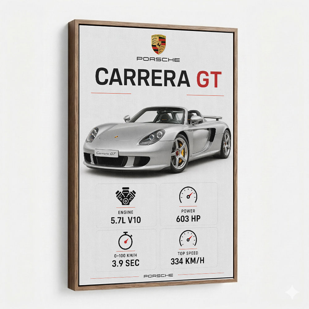 Porsche Carrera GT Silver Specs Art Print