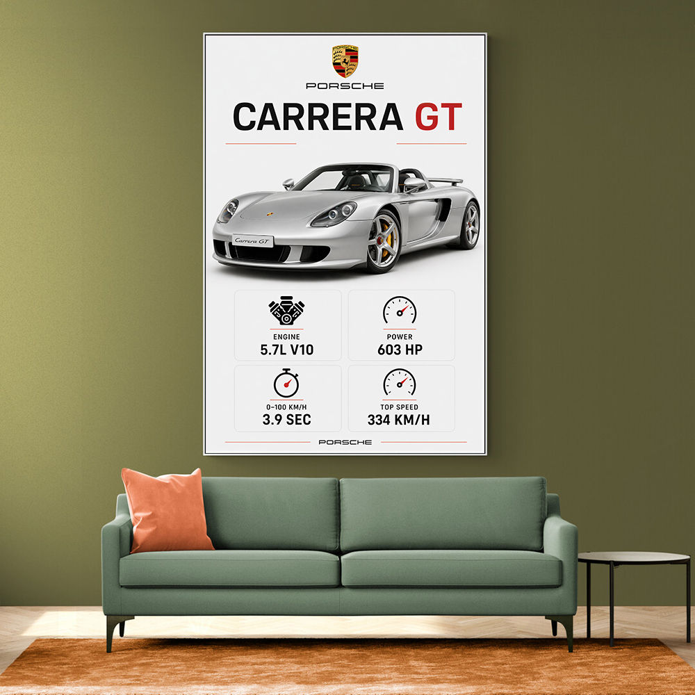 Porsche Carrera GT Silver Specs Art Print