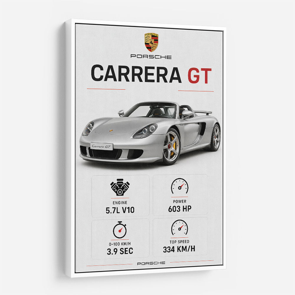 Porsche Carrera GT Silver Specs Art Print