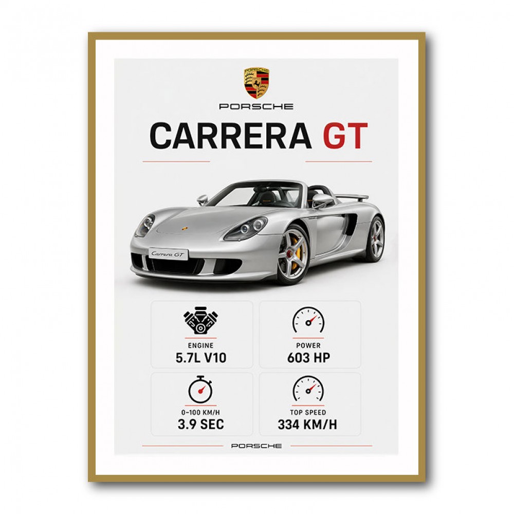 Porsche Carrera GT Silver Specs Art Print