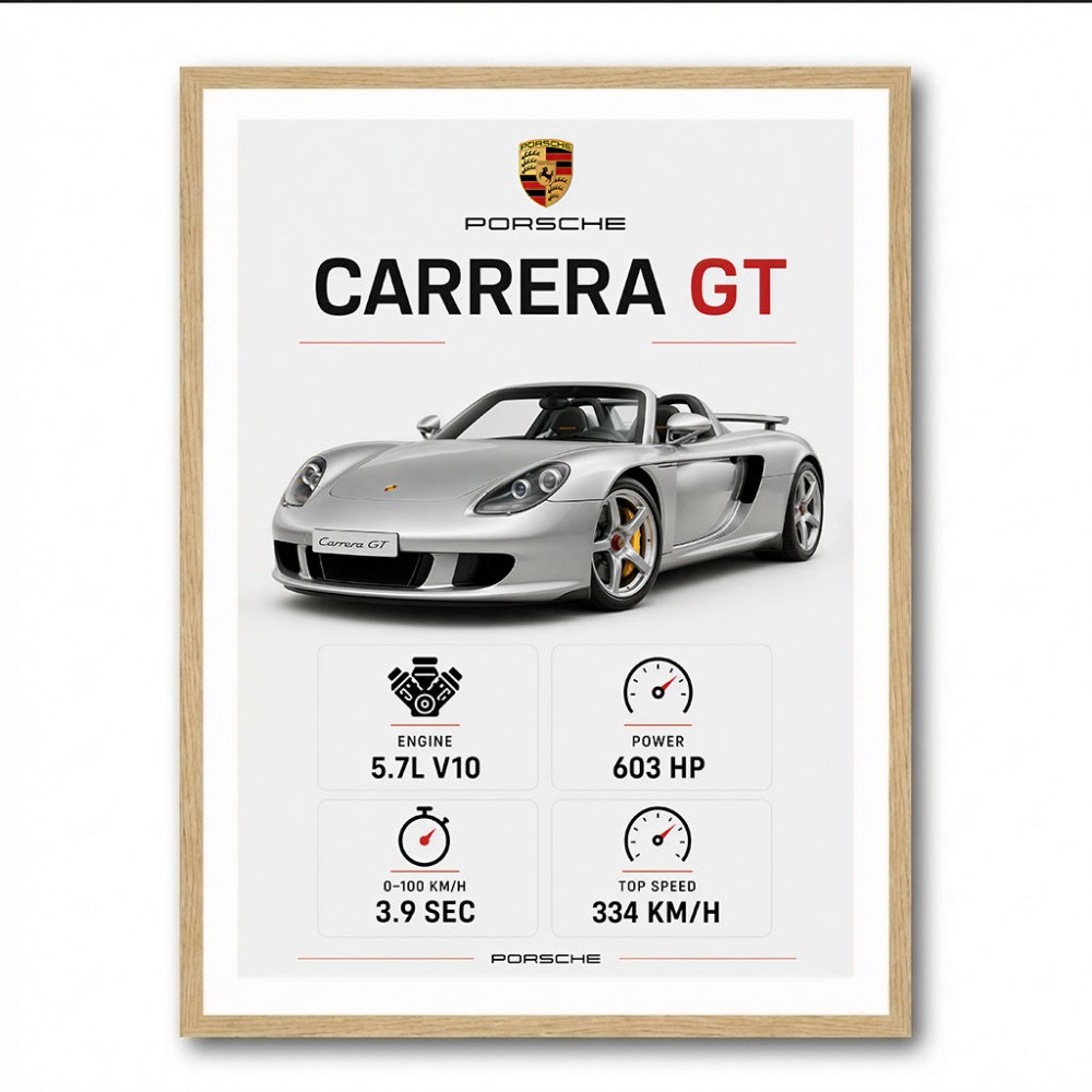 Porsche Carrera GT Silver Specs Art Print