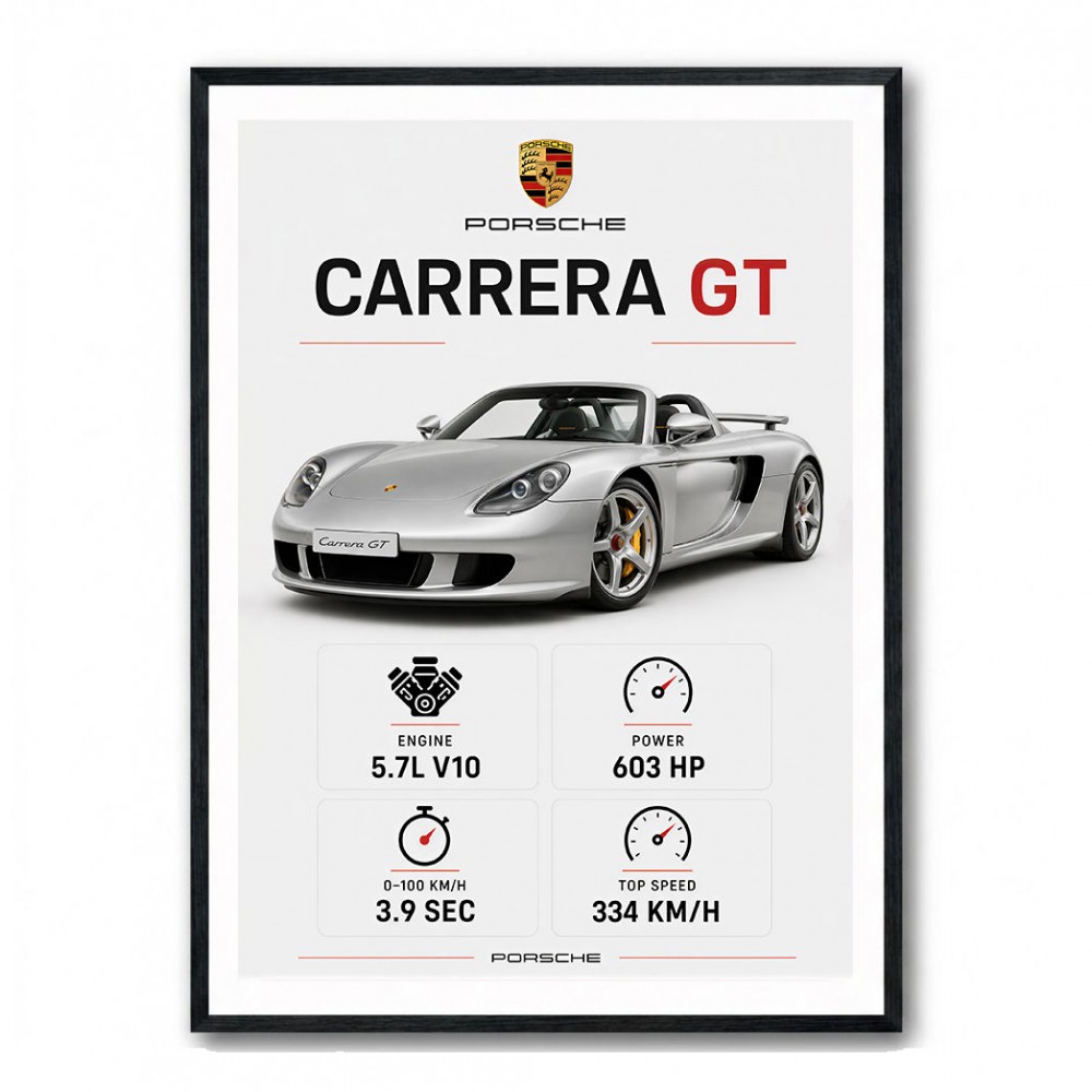 Porsche Carrera GT Silver Specs Art Print