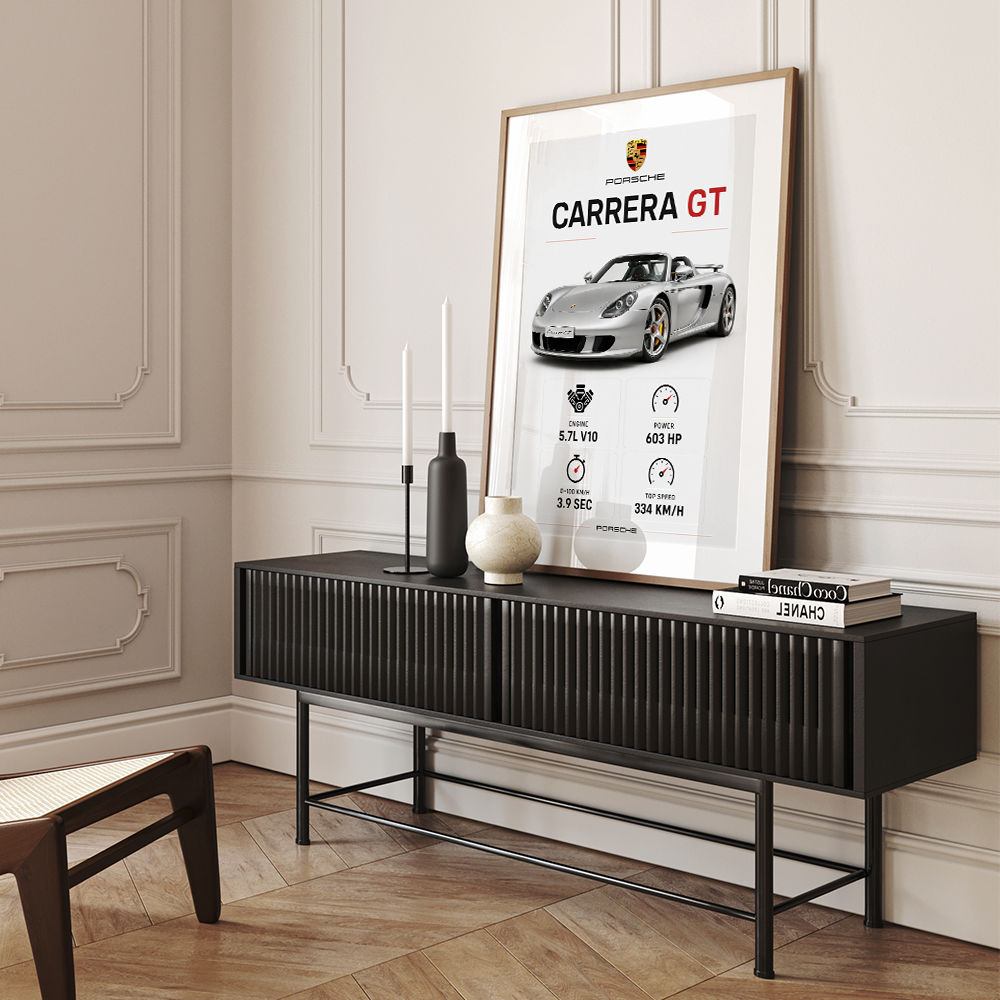 Porsche Carrera GT Silver Specs Art Print