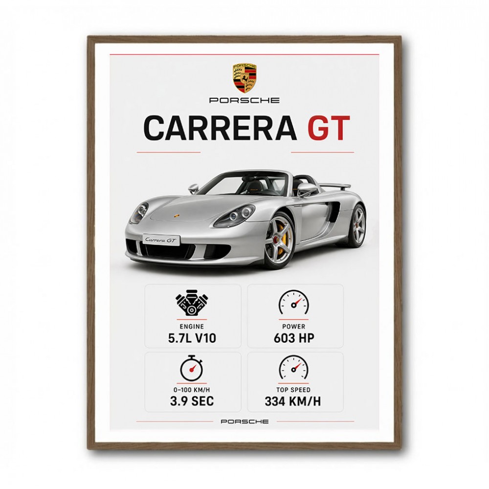 Porsche Carrera GT Silver Specs Art Print