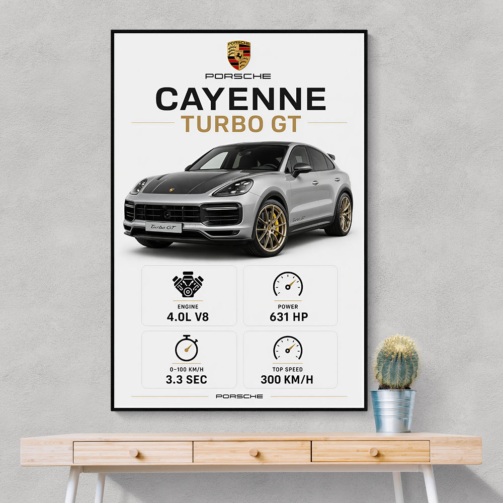 Porsche Cayenne Turbo GT Specs Wall Art