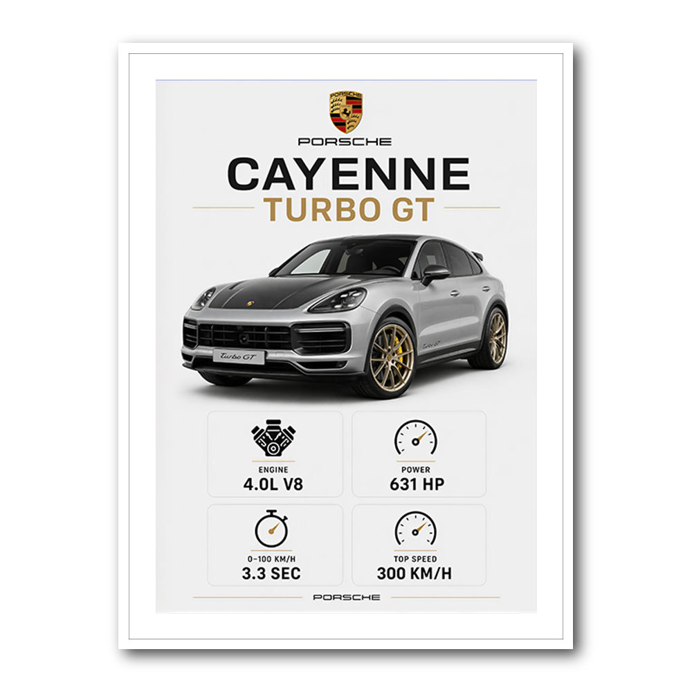 Porsche Cayenne Turbo GT Specs Wall Art