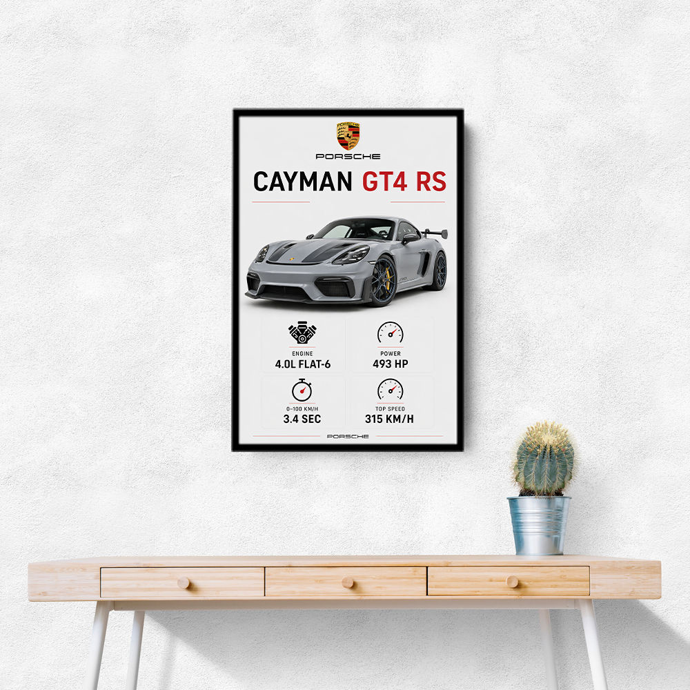 Porsche Cayman GT4 RS Gray Car Art Print