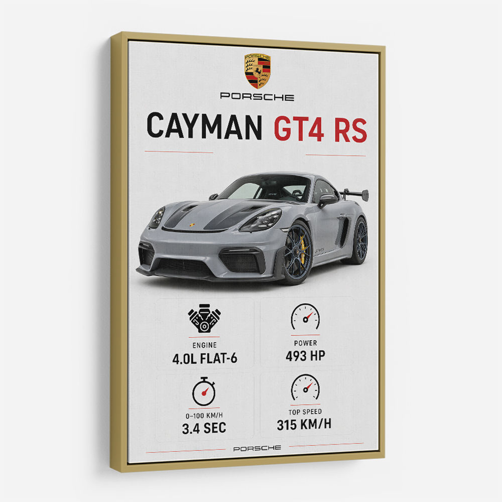 Porsche Cayman GT4 RS Gray Car Art Print