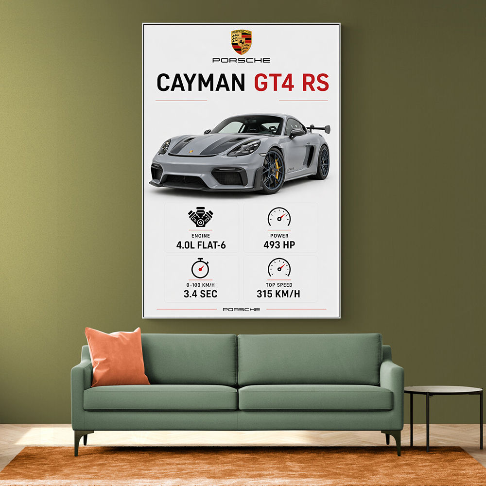 Porsche Cayman GT4 RS Gray Car Art Print