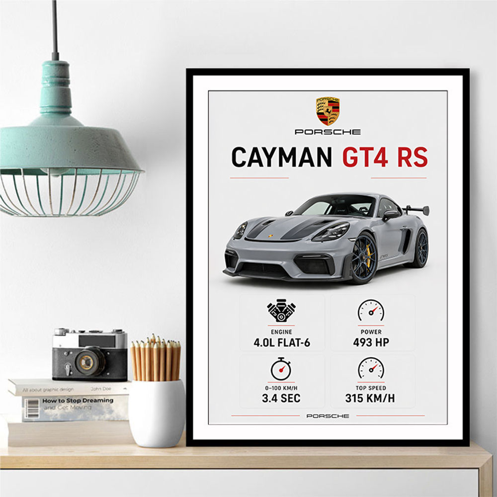 Porsche Cayman GT4 RS Gray Car Art Print