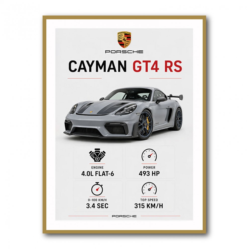 Porsche Cayman GT4 RS Gray Car Art Print