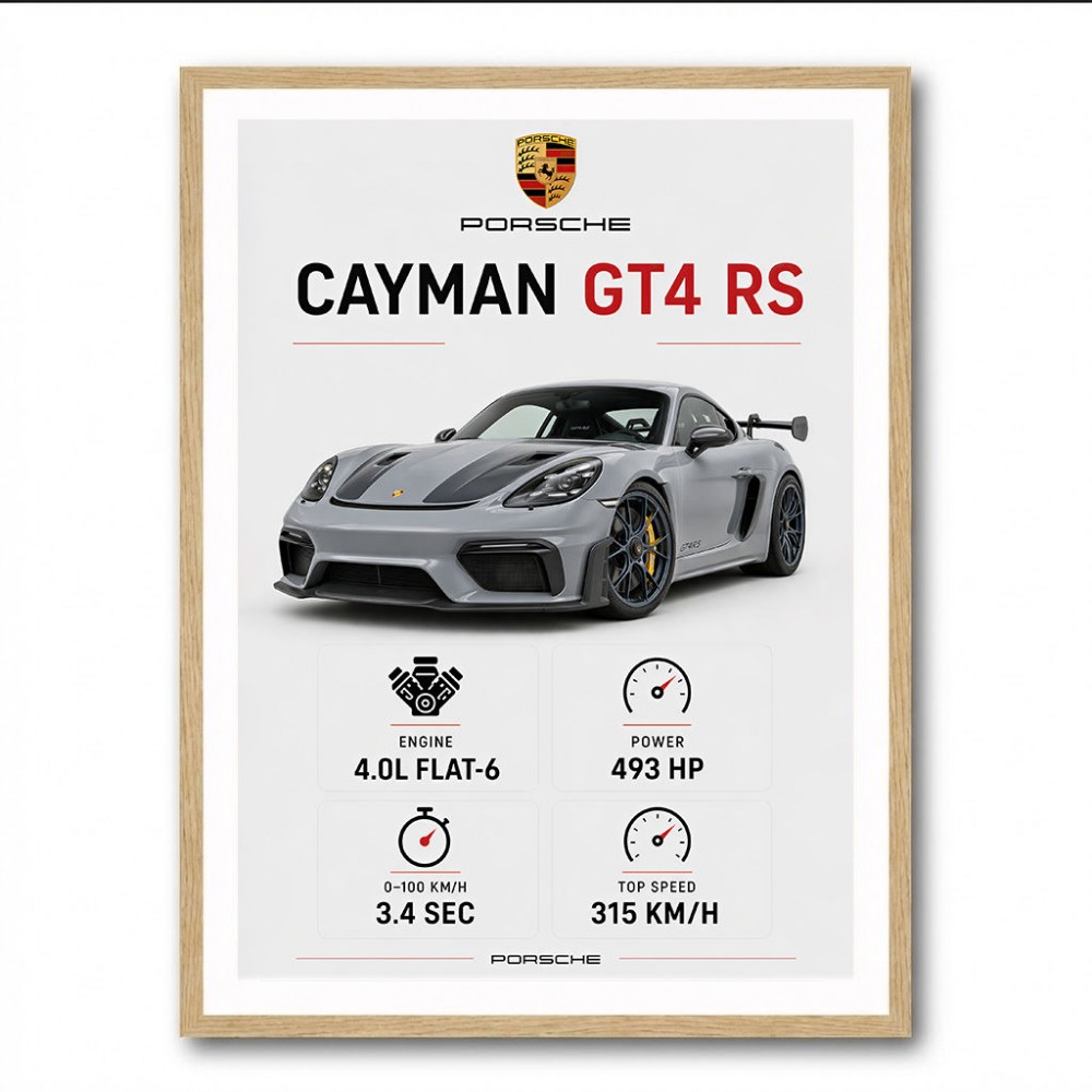 Porsche Cayman GT4 RS Gray Car Art Print