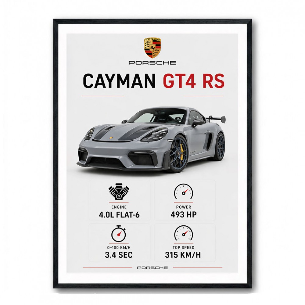 Porsche Cayman GT4 RS Gray Car Art Print