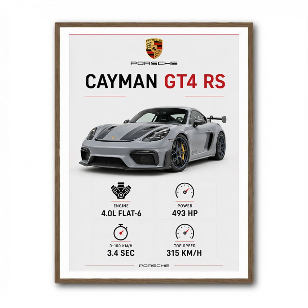 Porsche Cayman GT4 RS Gray Car Art Print