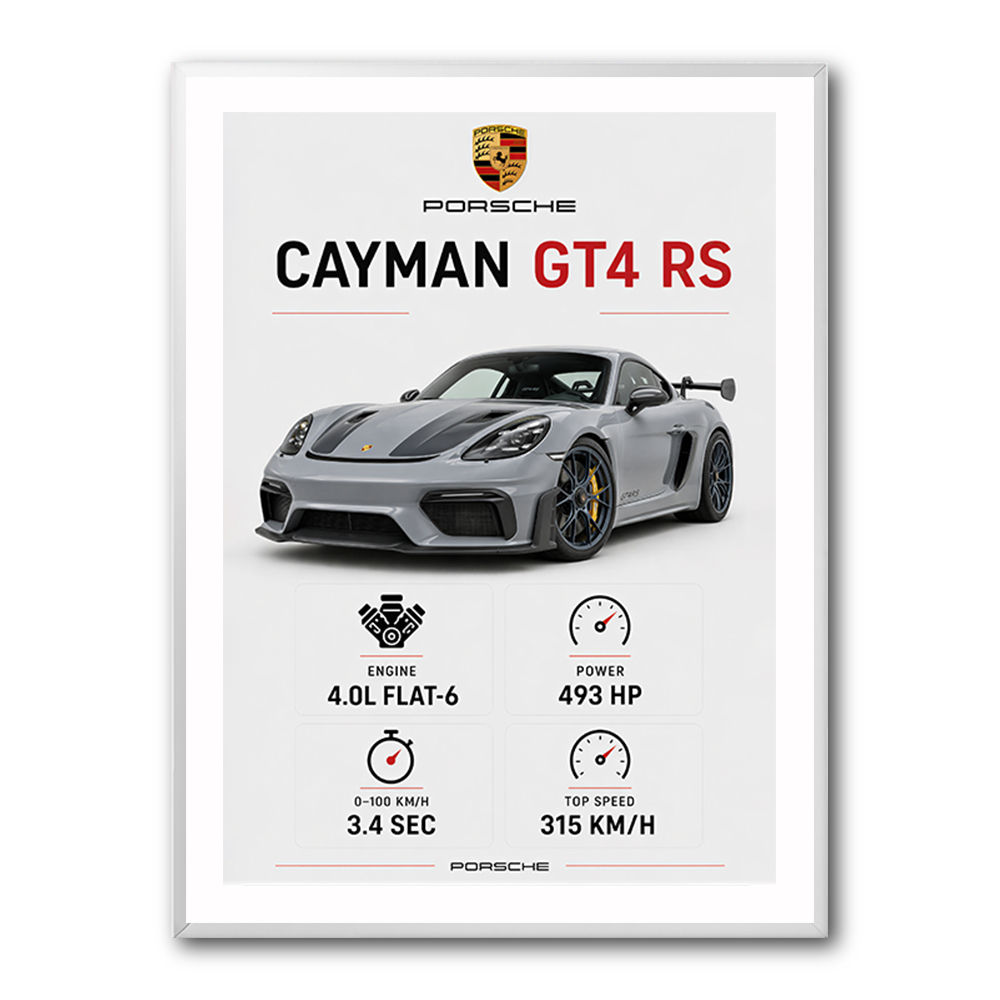 Porsche Cayman GT4 RS Gray Car Art Print