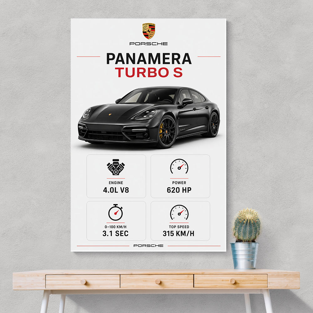Porsche Panamera Turbo S Black Car Art Print
