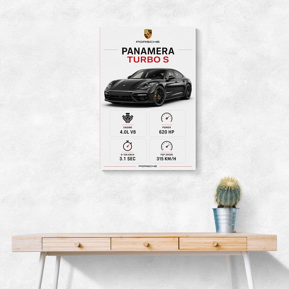 Porsche Panamera Turbo S Black Car Art Print