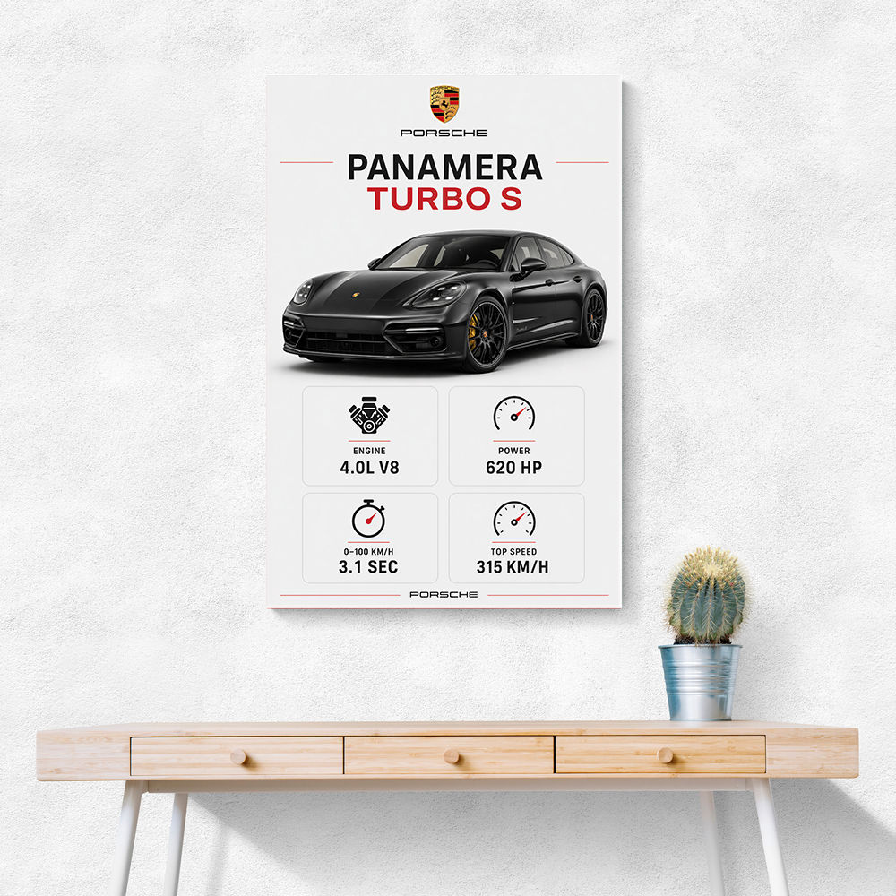 Porsche Panamera Turbo S Black Car Art Print