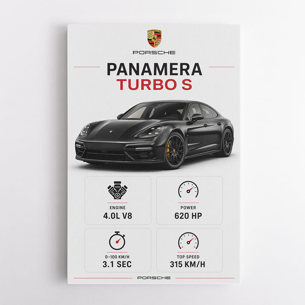 Porsche Panamera Turbo S Black Car Art Print