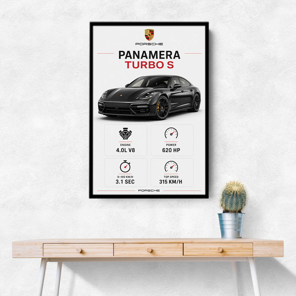 Porsche Panamera Turbo S Black Car Art Print