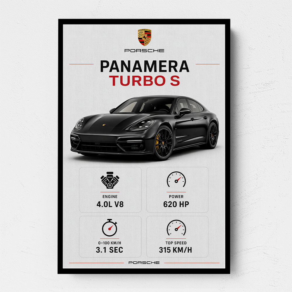 Porsche Panamera Turbo S Black Car Art Print
