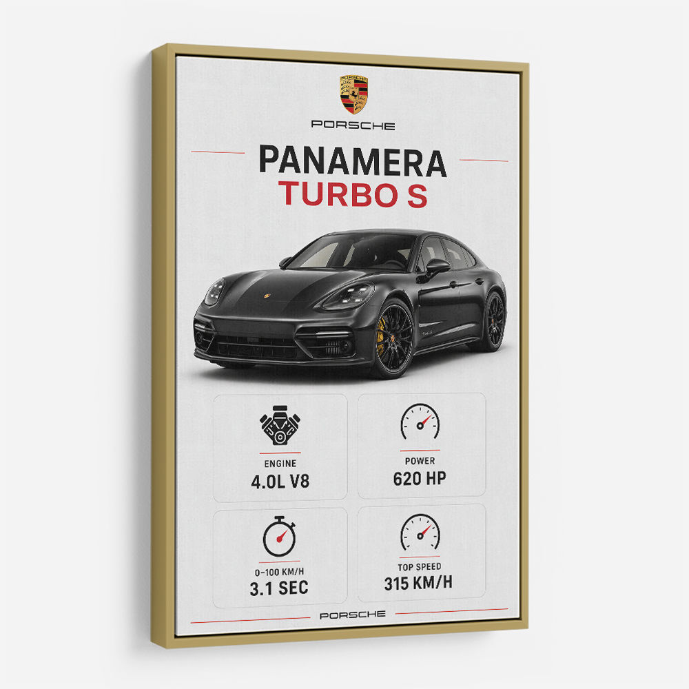 Porsche Panamera Turbo S Black Car Art Print