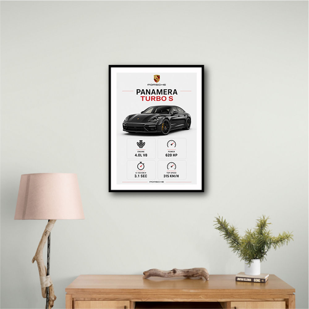 Porsche Panamera Turbo S Black Car Art Print