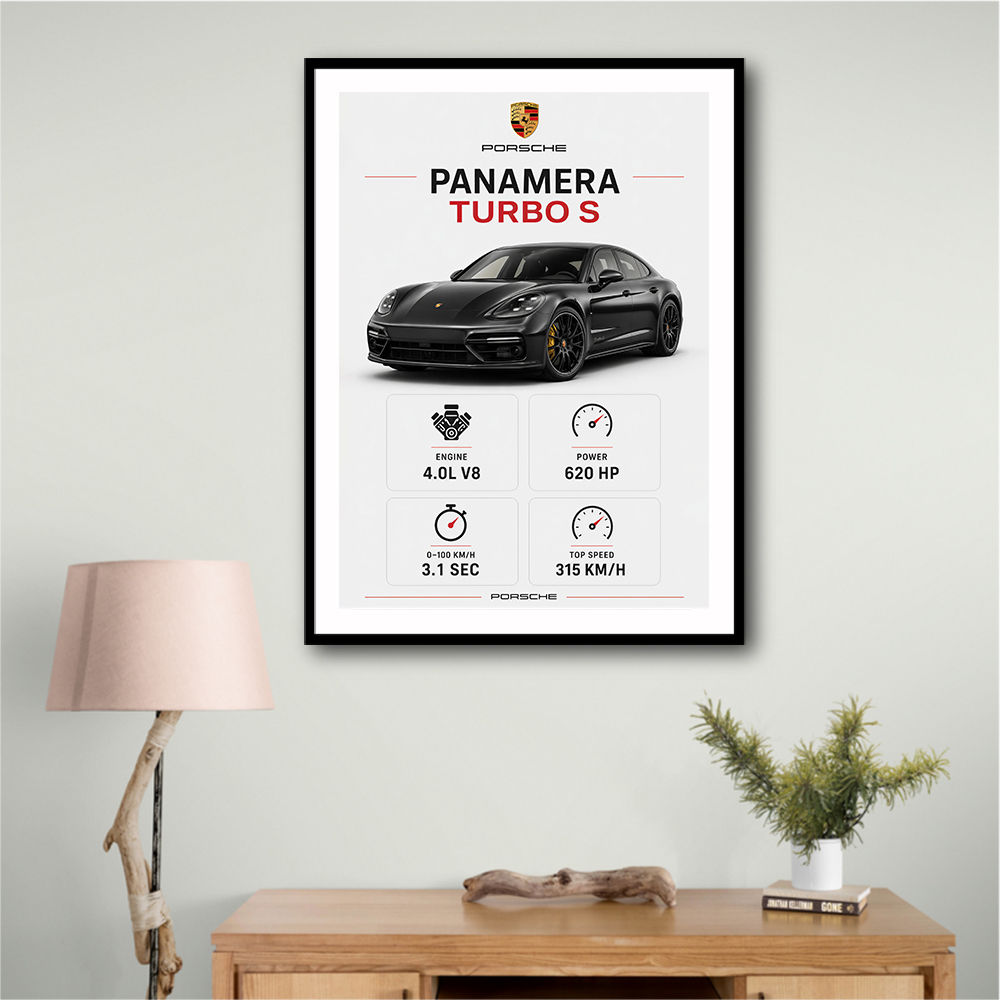Porsche Panamera Turbo S Black Car Art Print