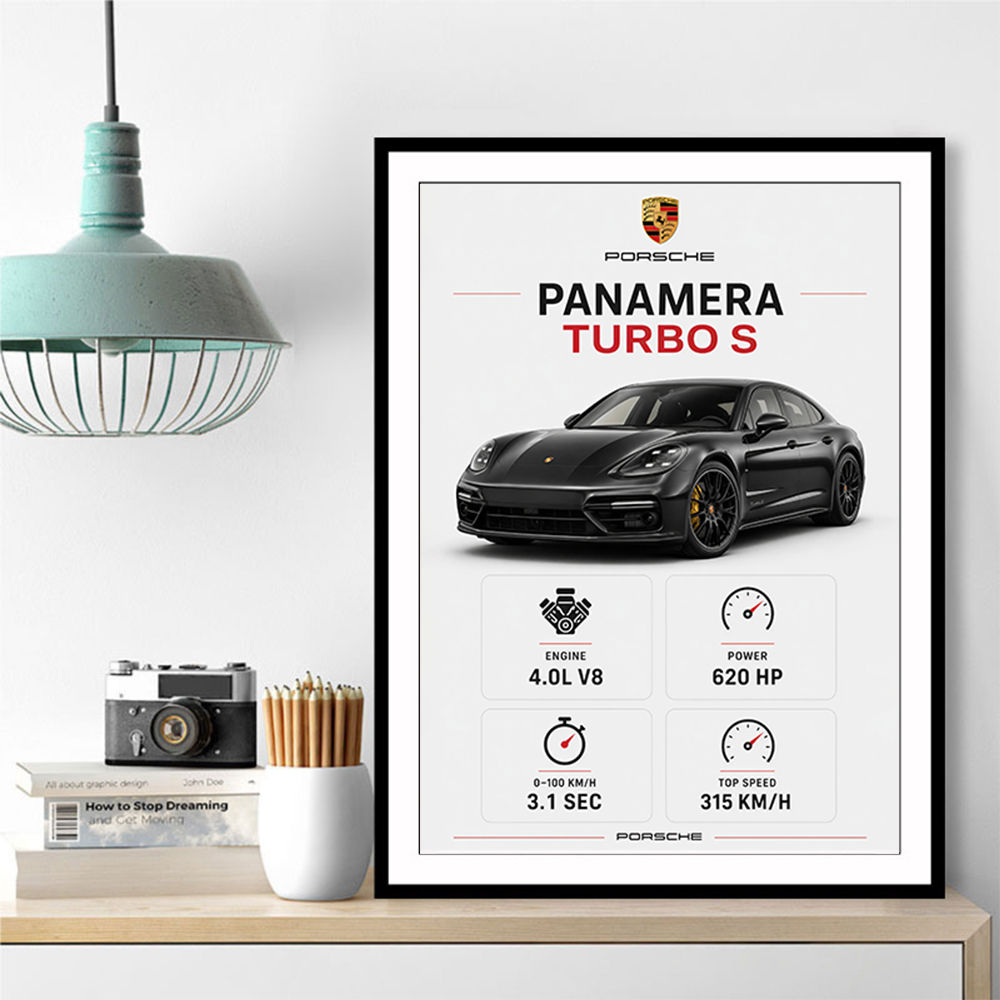 Porsche Panamera Turbo S Black Car Art Print