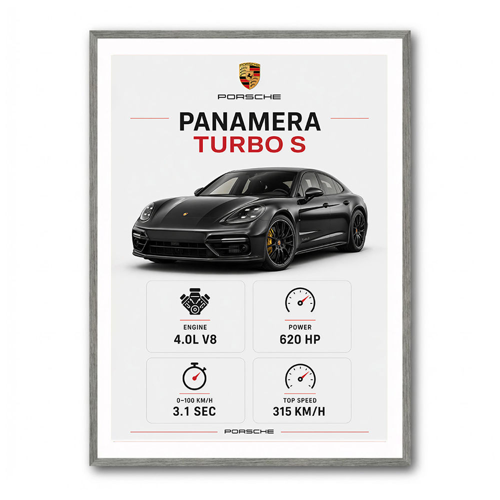 Porsche Panamera Turbo S Black Car Art Print