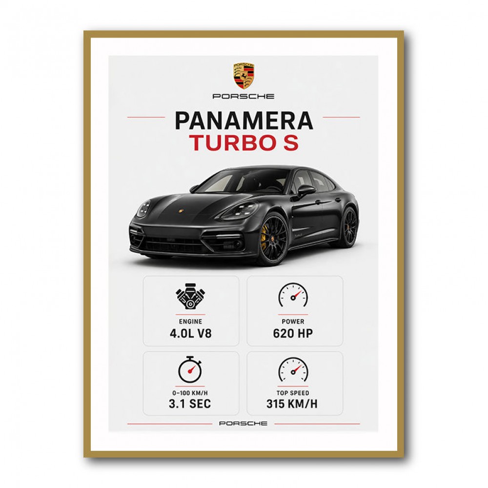Porsche Panamera Turbo S Black Car Art Print