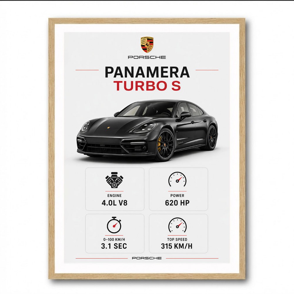 Porsche Panamera Turbo S Black Car Art Print