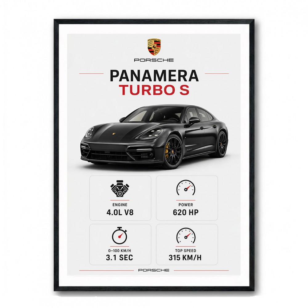 Porsche Panamera Turbo S Black Car Art Print