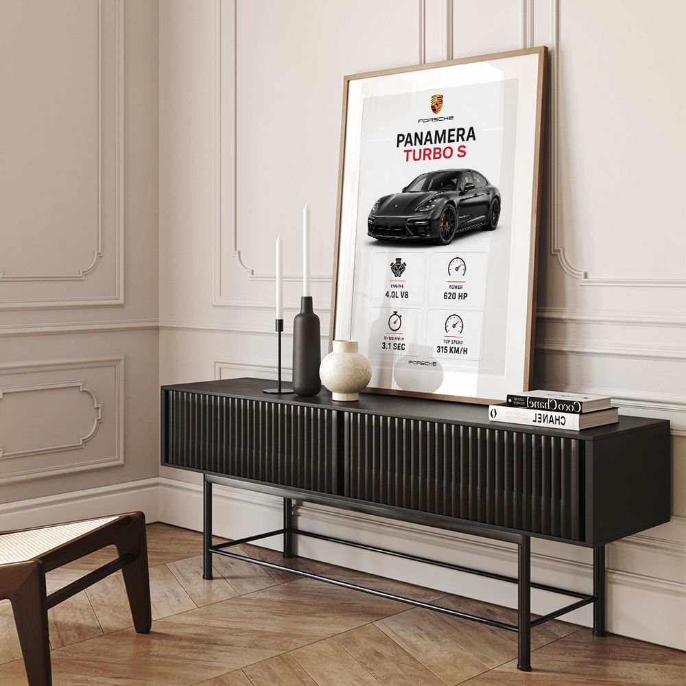 Porsche Panamera Turbo S Black Car Art Print